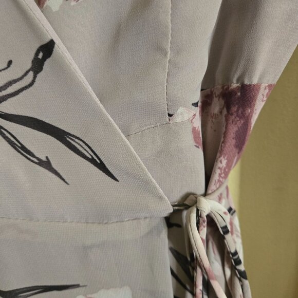 Lulus Loving You Dusty Purple Floral Maxi Wrap Dress Balloon Sheer Sleeve Size S - Picture 8 of 10